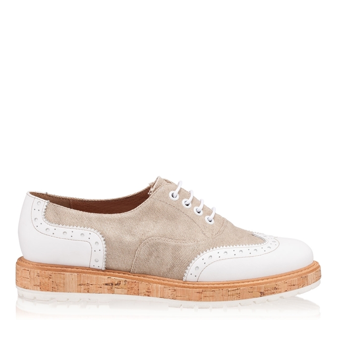 Pantofi Casual 5798 Vit Alb+Tes Bej