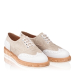 Pantofi Casual 5798 Vit Alb+Tes Bej