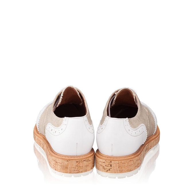 Pantofi Casual 5798 Vit Alb+Tes Bej