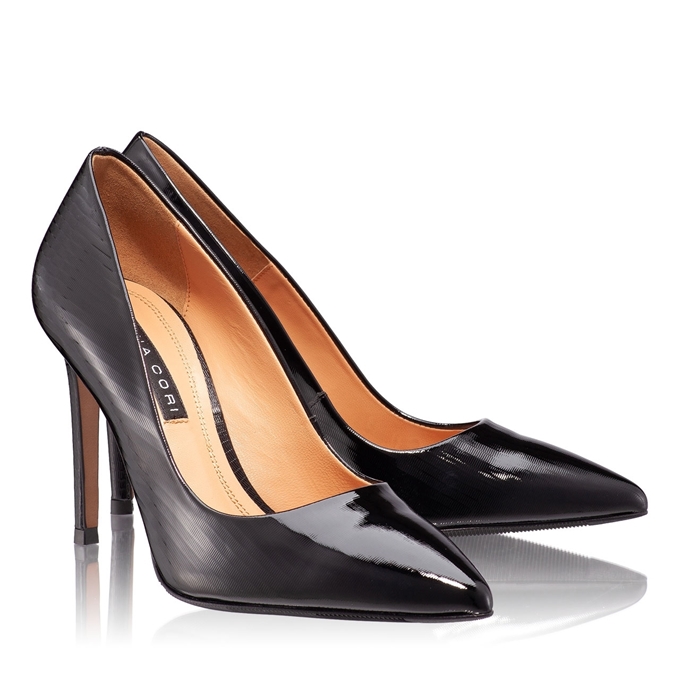 Imagine Pantofi Eleganti Dama 4332 Lac Negru Stamp