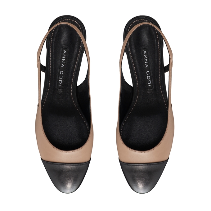 Imagine Pantofi Decupati Dama 8078 Vitello Cappuccino+Negru